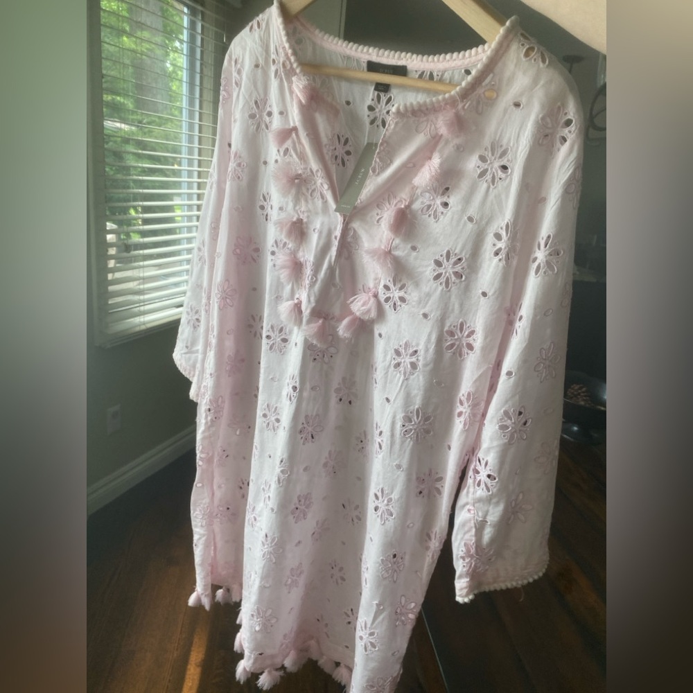 J. Crew Light Pink Eyelet swim cover